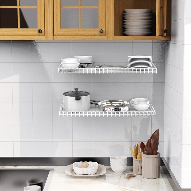 WALMANN 2 Pack Garage Wall Shelf, 23.5" x 12" Wall-Mounted Storage Shelves for Garage, Closet, Laundry Room, Heavy Duty Floating Shelving, Holds Up to 65 lbs(White) - Image 5